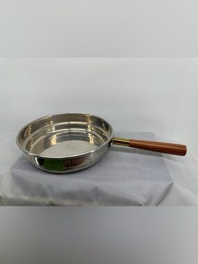Taurus Portugal Copper Pan Fondue Chaffing Frying Vintage Wood Handle